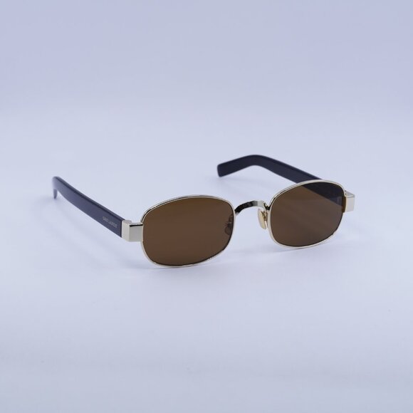 ?️ New Saint Laurent SL706 001 Sunglasses - Light Gold Frame, Nicotine Lenses main image 4